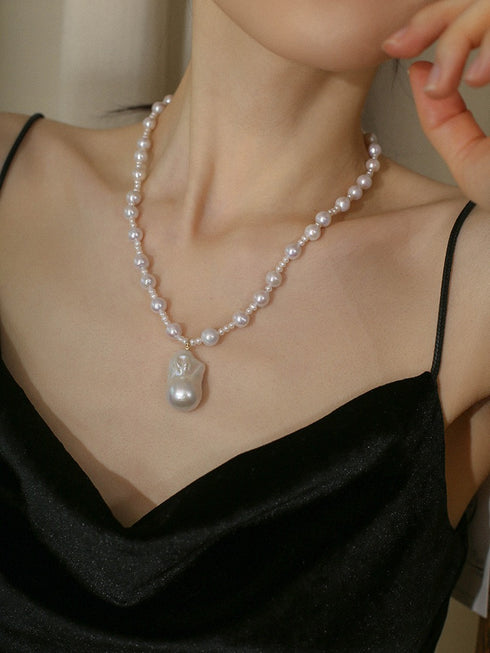 White Bold Baroque Pearl Pendant Necklace - House Of Pearls